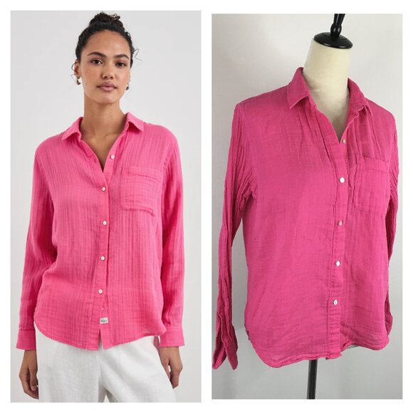 RAILS Hibiscus ELLIS Breezy Lightweight Cotton Gauze Long Sleeve Button Shirt - Picture 1 of 10